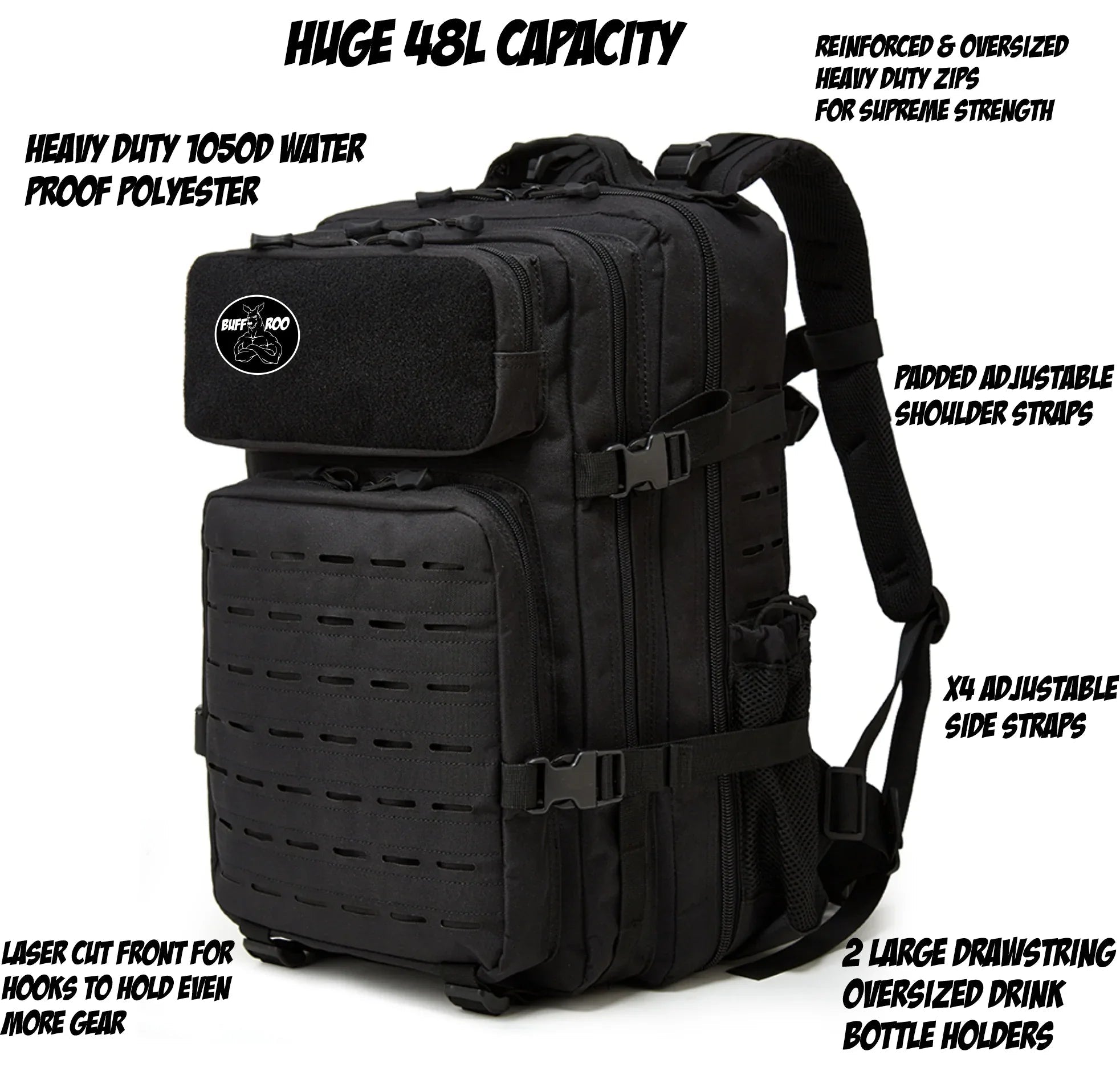 Buff Roo Max Rep 48L Gym Backpack – Heavy Duty Training & CrossFit Bag - Buff Roo Fitness